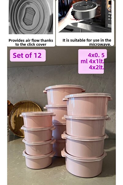 Palica Set of 12 Round Storage Containers - Can Be Used in Microwave and Freezer