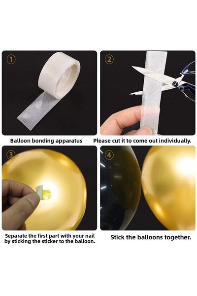 Parti dolabı 45 Balloon Chain: (15 Metallic Yellow, 15 Macarons Pink, 15 Matte White Balloons, Chain, Adhesive)