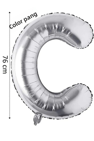 renk party C Letter Balloon - 76 cm Gray Color - Foil Balloon