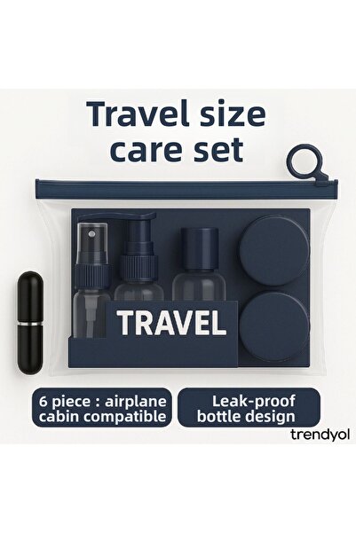 HZL HOME 6 Piece Colorful Travel Grooming and Cosmetic Set, Airplane Cabin Compatible, Perfume Bottle