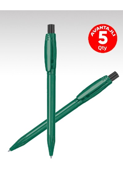 EGESTA 5 Blue Ink Ballpoint Pens - Dark Green
