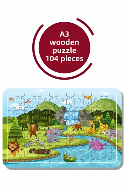 Baskı Atölyesi لغز حيوانات لطيفة A3 مكون من 104 قطعة، لعبة، منشار قطع