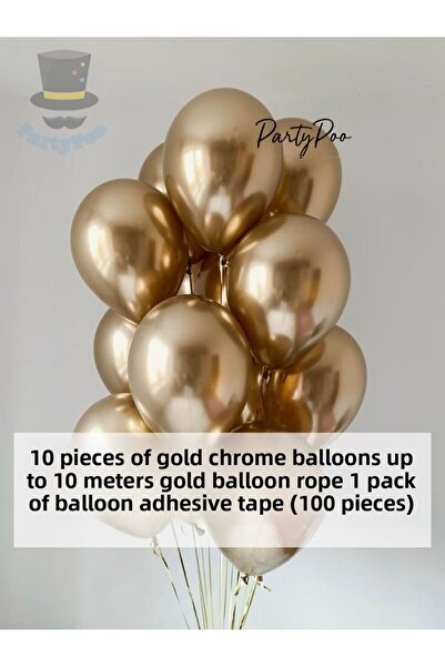 PartyPoo Bride to Be 10 Chrome Gold Balloon Set – Bright Gold Color Party, Ba...