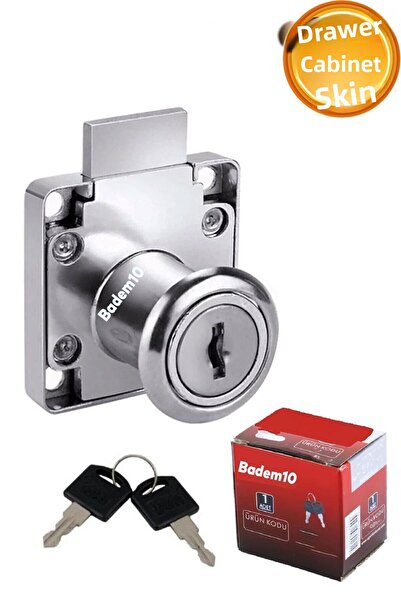 Badem10 قفل درج مربع خزانة الأثاث قفل 2 مفاتيح قفل خزانة معدنية