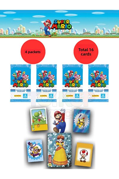 Panini Pack of 4 Super Mario Tradings Card Collection
