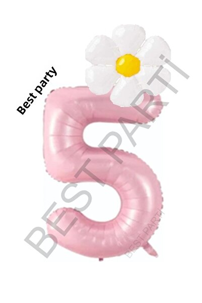 BEST PARTİ DOĞUM GÜNÜ PARTİ SÜSLERİ مجموعة بالونات وردية اللون وزهرة الأقحوان...