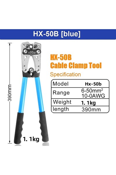 Choice كماشة ضغط زرقاء HX-50B 6-50 مم²/AWG 10-1/0 أداة ضغط طرفية أنبوبية أداة...