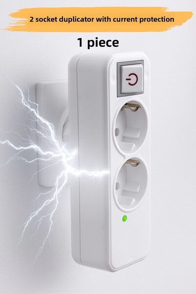 Badem10 2-Piece Group Socket with Wireless Surge Protection Switched Plug Socket with Golyat Button Grounded Multi Coupler