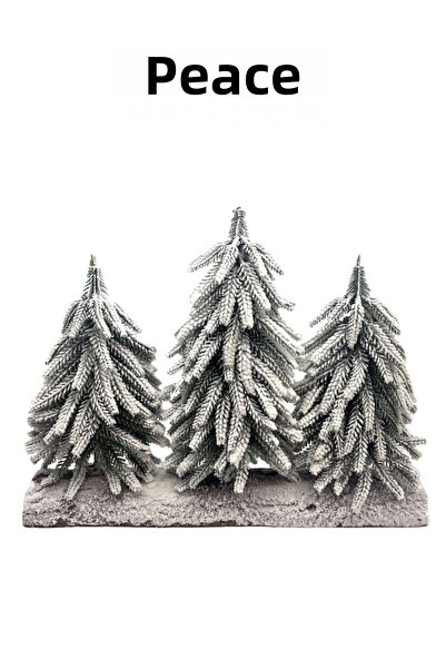 Huzur Party Store Πολυτελές Ξύλο Πεύκου - Σετ 3 τεμαχίων, 40x30 εκ. Χιονισμένο, με εμφάνιση πραγματικού δέντρου, Χριστουγεννιάτικο και Πρωτοχρονιάτικο ντεκόρ