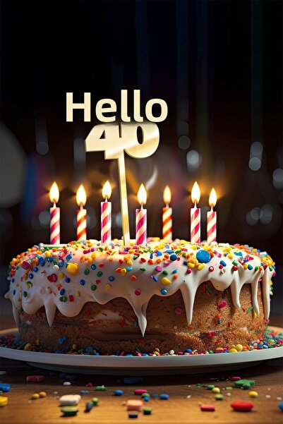 Artikel غطاء كعكة بمرآة مكتوبة باللون الذهبي لعمر 40 عامًا وحفلات أعياد الميل...