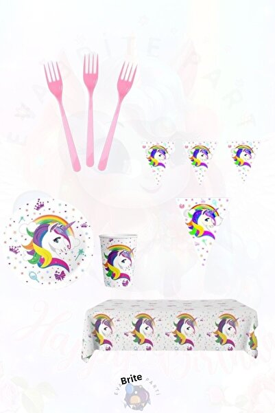Evabrite Σετ με θέμα Unicorn για 16 άτομα Maxia - Προμήθειες για πάρτι γενεθλίων