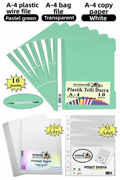 Artlantis Dosar cu spiră din plastic A4 10 bucăți Plicuri pentru dosare 50 bu...