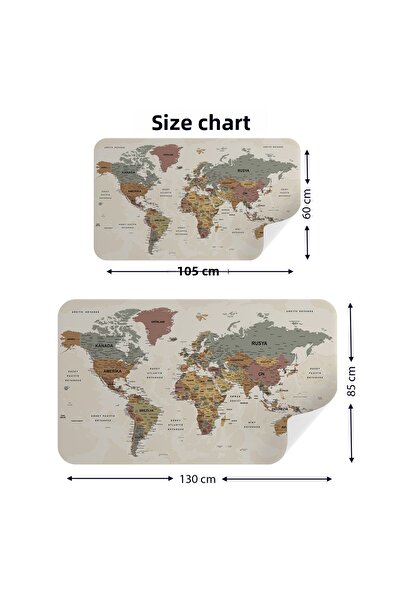 Harita Sepeti Turkish Educational Country And Capital Ocean Detailed Atlas Decorative World Map Wall Sticker-3838