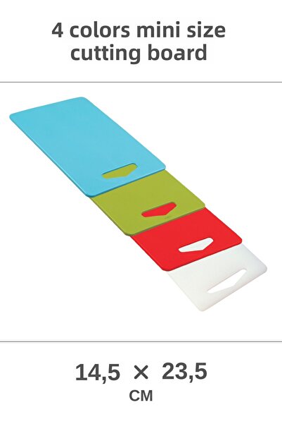 Melkan Home 4 Pieces Small Cutting Board Red + Turquoise + Transparent + Green