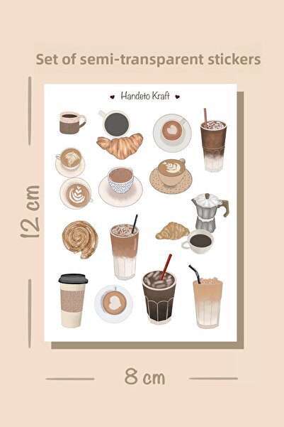 Handeto Kraft Set de autocolante semi-transparente maro 8x12 cm, hârtie rezis...