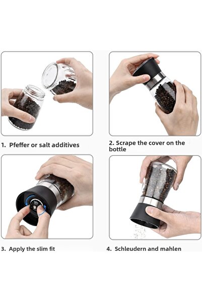 ARVALE Mixed Color 2 Pieces Ceramic Blade Salt, Pepper, Spice Mill, Salt Grinder Mill |