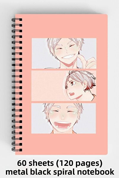 Anime Marketi دفتر ملاحظات بغلاف مقوى مقاس A5 بتصميم الرسوم المتحركة 120 ورقة
