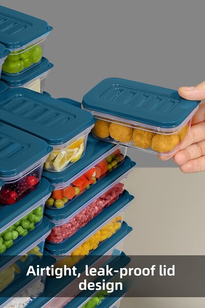 Meleni Home Microwave Organizer Set of 8 - Food and Food Storage Container, Deep and Shallow Blue