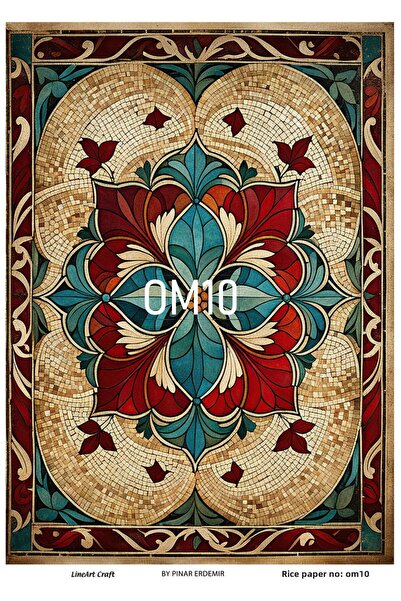 LİNEART Om Series Brass Decopage - 29X42Cm Oriental Mosaic Pattern Paper No:Om10