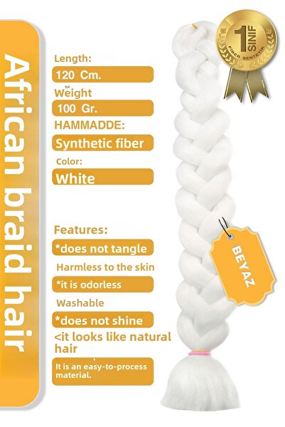 KONAK PERUK White African Braid - Rasta and Box Braid Fiber Synthetic Hair