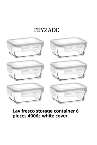 LAV 6Pcs 400Cc White Fresco Ziplock Glass Storage Set (Frs-237)