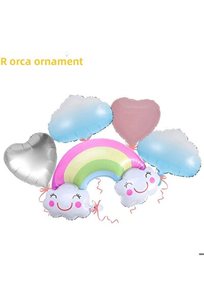 DÜVENCİ TİCARET Σετ με 5 μπαλόνια αλουμινόχαρτου σε σχήμα ουράνιου τόξου