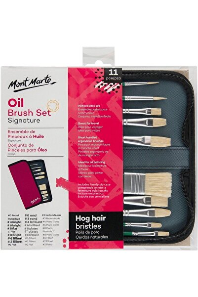 Mont Marte 11-Piece Signature MM Oil Paint Brush Set - With Bag