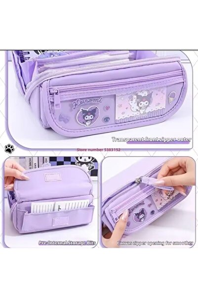 synshop Sanrio Kawai Kuromi Cinnamoroll My Melodi Melody Multi-Compartment Large Capacity Pen Holder Pencil Case