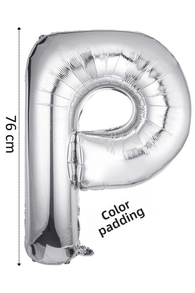 renk party Foil Balloon Letter P Helium Balloon 76 cm Silver Color - Letter P...