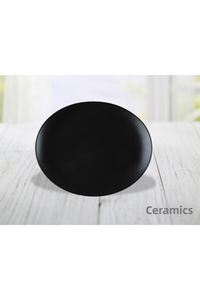 Keramika 32 Cm Matte Black Steak Oval Serving