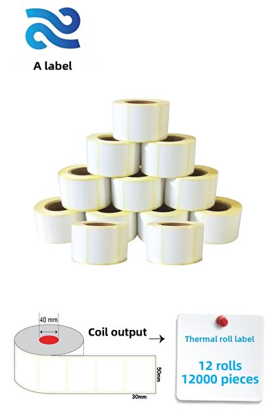 A Etiket Etichetă termică cu cod de bare 30x50mm 12 role 1000 bucăți