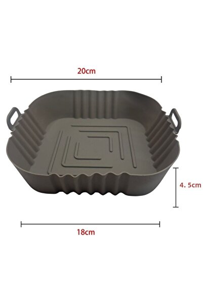 Buffer ® Heat Resistant Silicone Airfryer Gray Square Baking Mat 20 Cm And 50 Pieces of Baking Paper