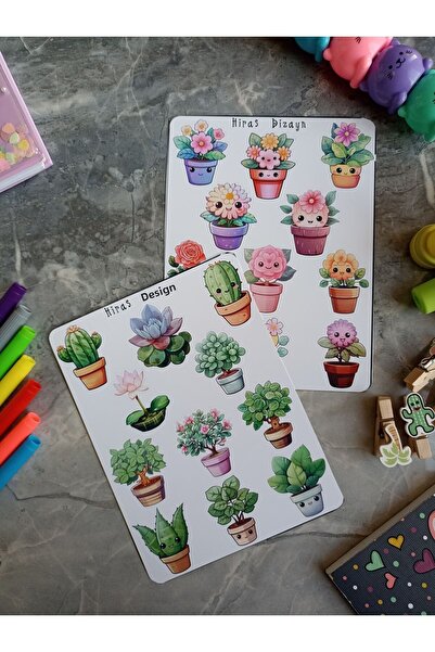 Hiras Dizayn Autocolant Kawai Cicek pentru plante suculente Autocolant drăguț...