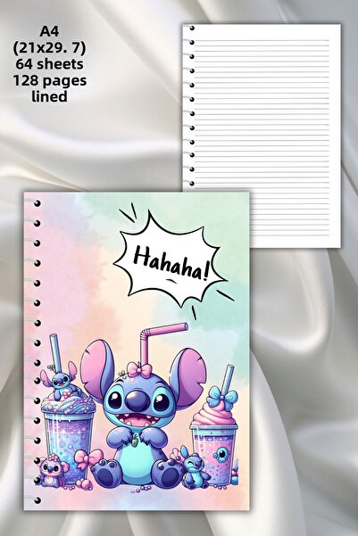 daily notebook دفتر ملاحظات مدرسي مخطط حلزوني مكون من 64 صفحة - مقاس A4 (21x2...