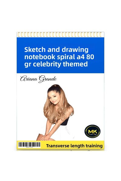 Enine Boyuna Eğitim Ariana Grande Themed Sketch and Drawing Notebook Spiral 100 Pages A4 80 Gr