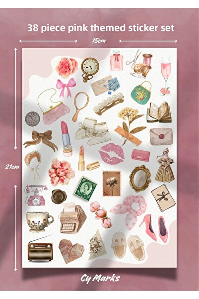 alışveriş kurdu Set de etichete autocolante vintage roz 38 bucăți - Planner, ...