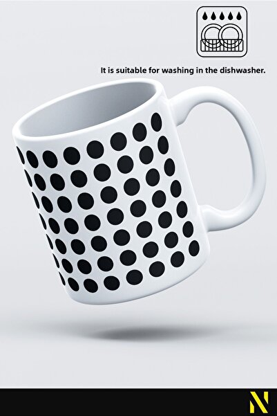 nilizma Black Color Dot Dot Pattern Colored Mug Cup - 330 ml Mug | Stylish And Durable Design