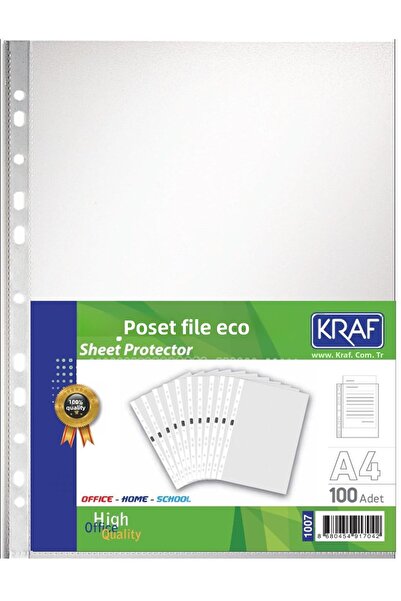 KRAF Eco Bag Transparent File A4 100 Pieces