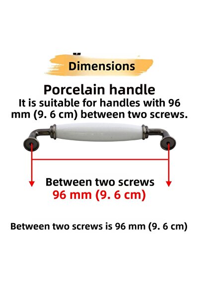 Badem10 Zerrin Porcelain Antique Nickel 96 mm Furniture Kitchen Drawer Cabinet Wardrobe Door Handle Handle Handles