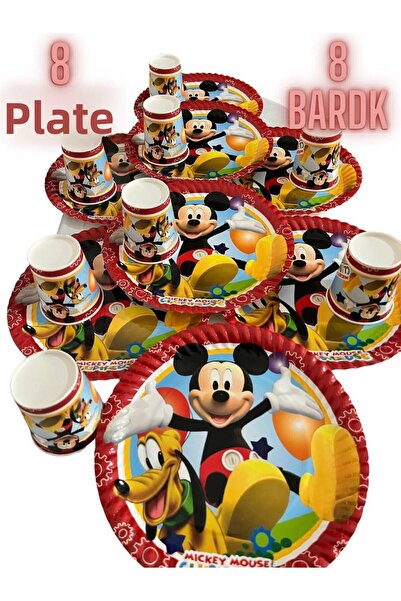 partyrüyası Πιάτα και ποτήρια Μίκυ Μάους 8 τεμαχίων - Προμήθειες για σετ πάρτ...