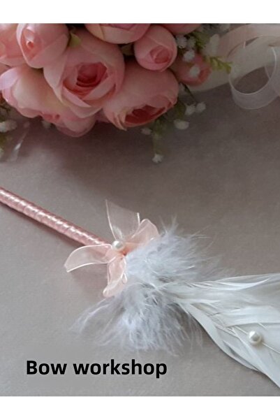 Fiyonks Atölye قلم زفاف من الريش الأبيض، قلم توقيع ملون بشريط