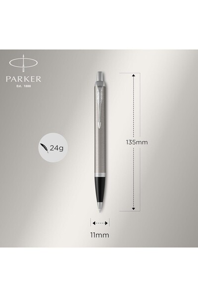 Parker Im Duo Box Fountain Pen - Ballpoint Pen Single Case Set Matte Chrome Lacquer