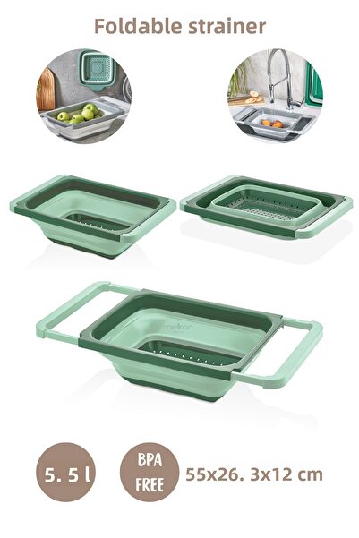 Melkan Home 5.5 L Large Size Collapsible Silicone Strainer - Accordion Sink Top