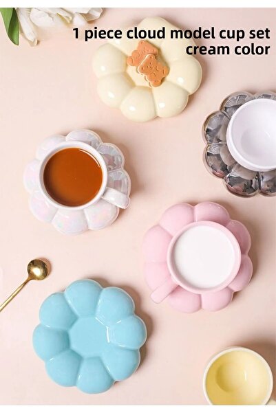 ARVALE 1 Person 2 Piece Cloud Model Coffee Cup |   Turkish Coffee Cup 90 ml