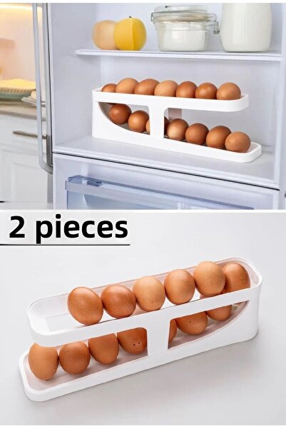 Bayev 2 Pcs Sliding Egg Organizer 2 Tier Egg Rack