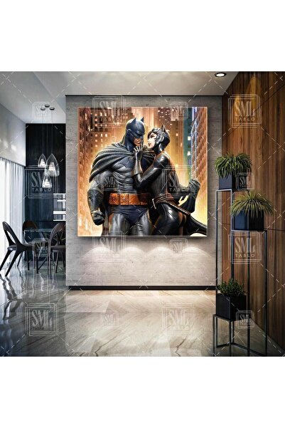 SML TABLO Tablou vertical pe pânză cu peisajul orașului Gotham cu Batman și C...