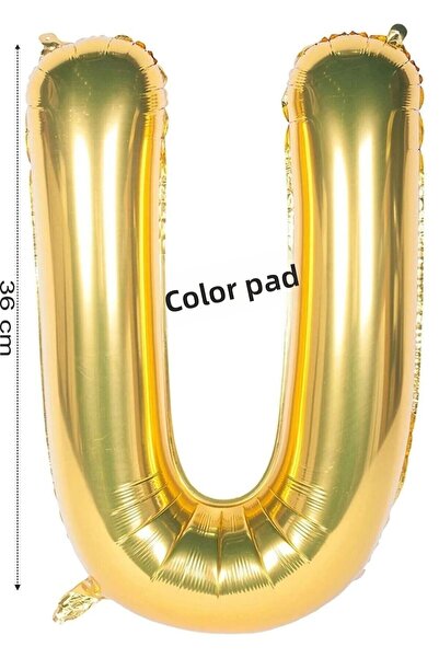 renk party Foil Balloon Letter U Helium Balloon 36 cm Gold Color - Letter U B...