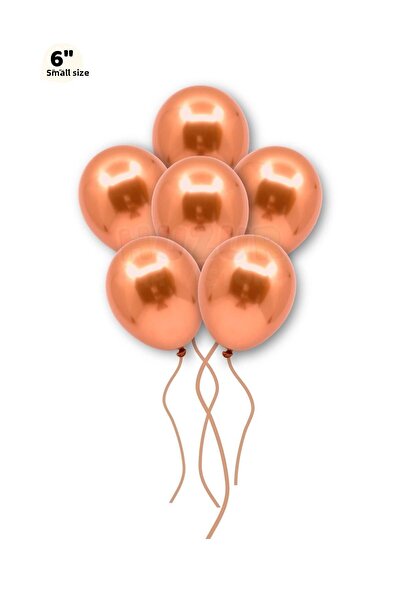 Huzur Party Store Small Mini Size Copper Colored Chrome Balloon 10 Pcs 6 Inch 15 Cm High Shiny Mirrored Birthday Party Balloon