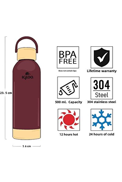 IGLOO زجاجة ترمس هيدرات برو 500 مل باللون الأحمر