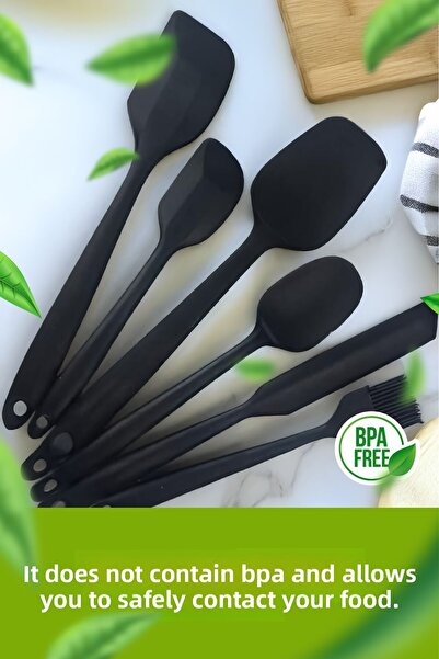 Vienev Set de servire din silicon negru - 6 piese